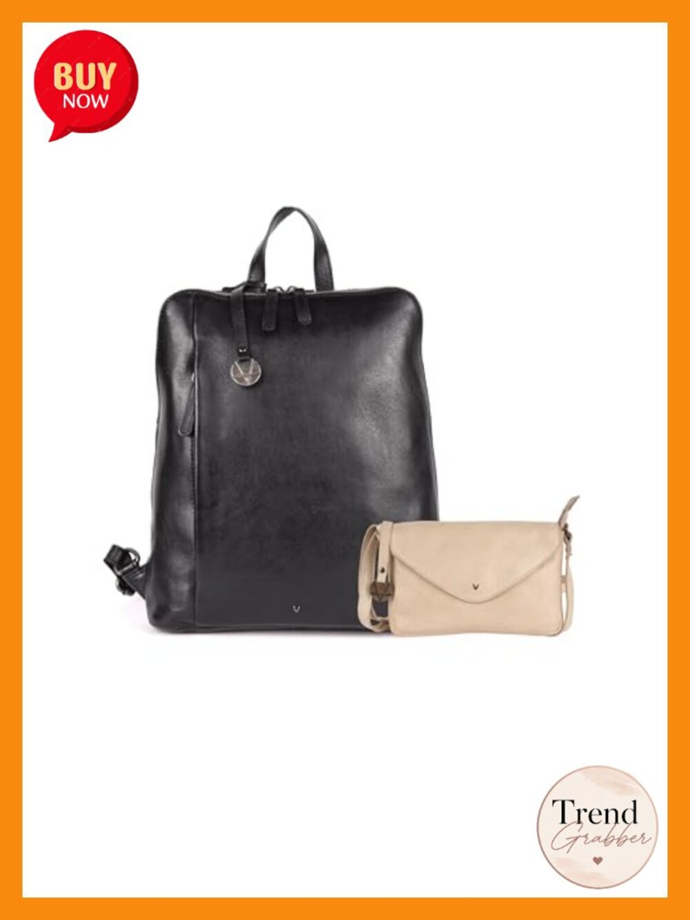 Genuine Italian Leather Backpack & Crossbody Set for Women